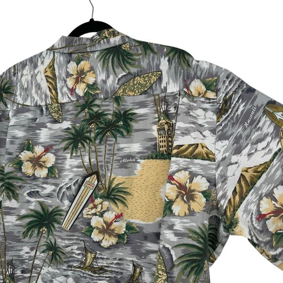 Royal Creations Hawaii Surf Hibiscus Button Down Shirt XXL Short Sleeve Aloha - Picture 8 of 12